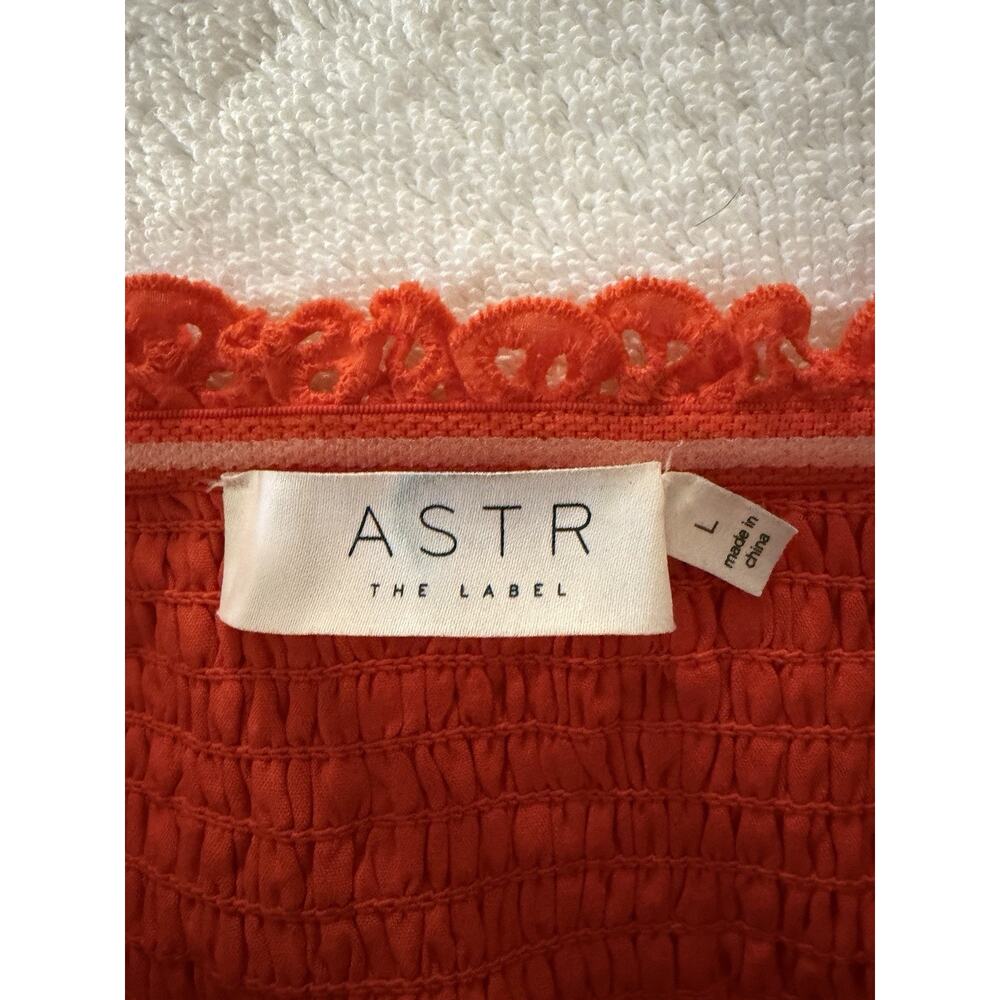Astr Orange Strapless Eyelet Midi Dress - Picture 2 of 6